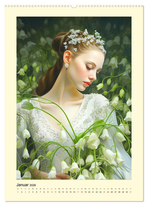 Blütenzauber. Floraler Reigen. Bezaubernde Frauen in Blumenpracht (CALVENDO Premium Wandkalender 2026)
