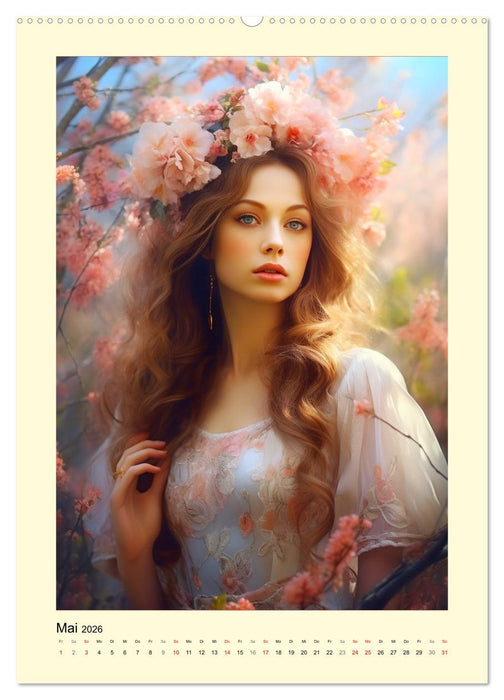 Blütenzauber. Floraler Reigen. Bezaubernde Frauen in Blumenpracht (CALVENDO Premium Wandkalender 2026)