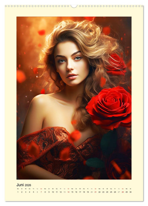 Blütenzauber. Floraler Reigen. Bezaubernde Frauen in Blumenpracht (CALVENDO Premium Wandkalender 2026)