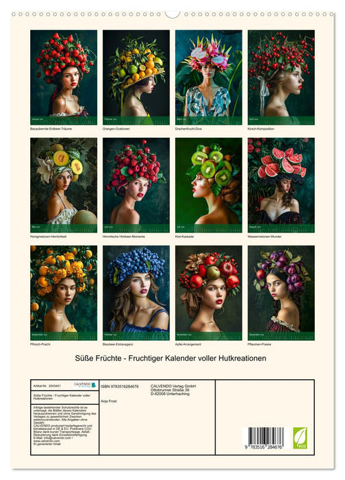 Süße Früchte - Fruchtiger Kalender voller Hutkreationen (CALVENDO Premium Wandkalender 2026)