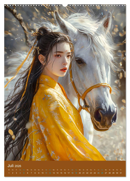 Chinesische Tierkreiszeichen - Fantasie-Zodiak im Stil des alten Chinas (CALVENDO Premium Wandkalender 2026)