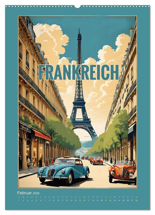 World Travel Poster - nostalgische Reise um die Welt (CALVENDO Premium Wandkalender 2026)