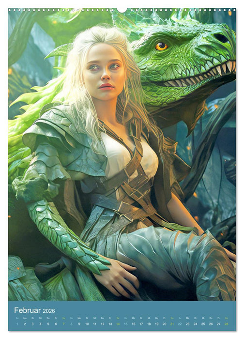 Drachenfrauen - Fantasiebilder (CALVENDO Wandkalender 2026)