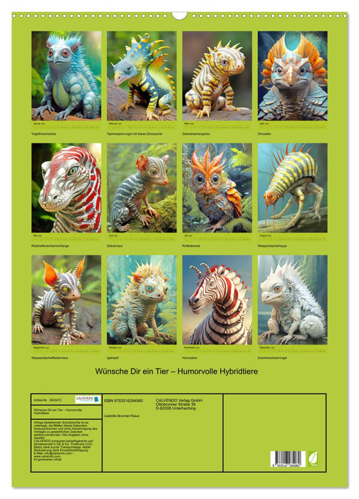 Wünsche Dir ein Tier – Humorvolle Hybridtiere (CALVENDO Wandkalender 2026)