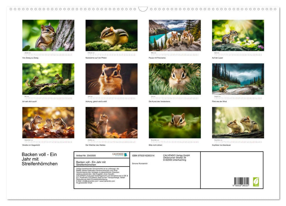 Backen voll - Ein Jahr mit Streifenhörnchen (CALVENDO Wandkalender 2026)