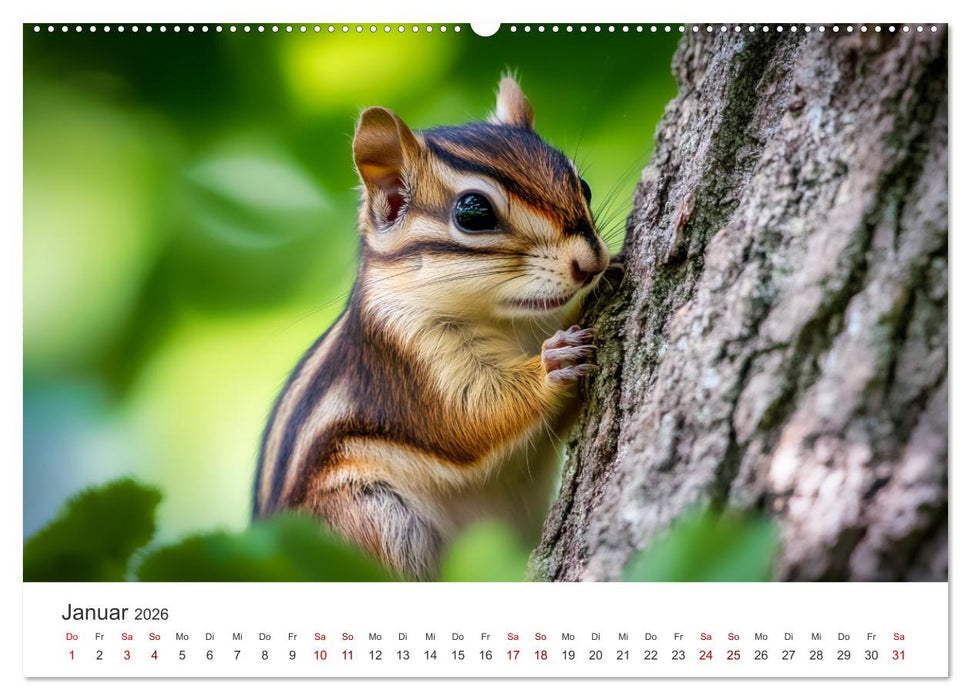 Backen voll - Ein Jahr mit Streifenhörnchen (CALVENDO Wandkalender 2026)