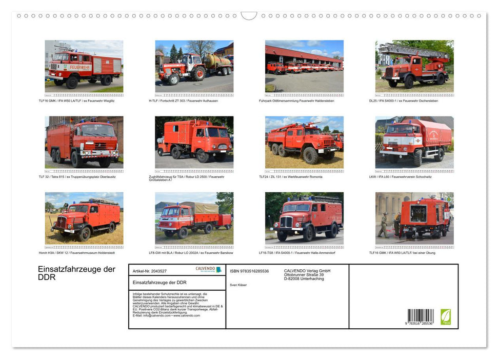 Einsatzfahrzeuge der DDR (CALVENDO Wandkalender 2026)