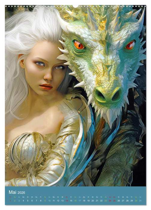 Drachenfrauen - Fantasiebilder (CALVENDO Premium Wandkalender 2026)
