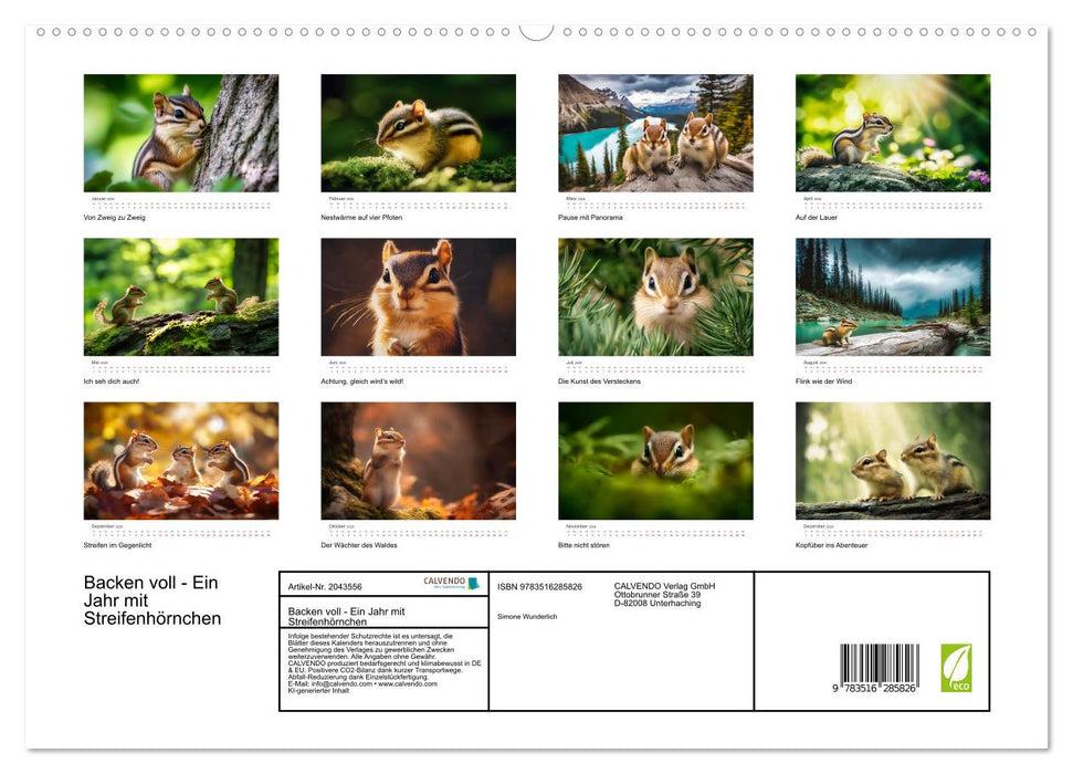 Backen voll - Ein Jahr mit Streifenhörnchen (CALVENDO Premium Wandkalender 2026)