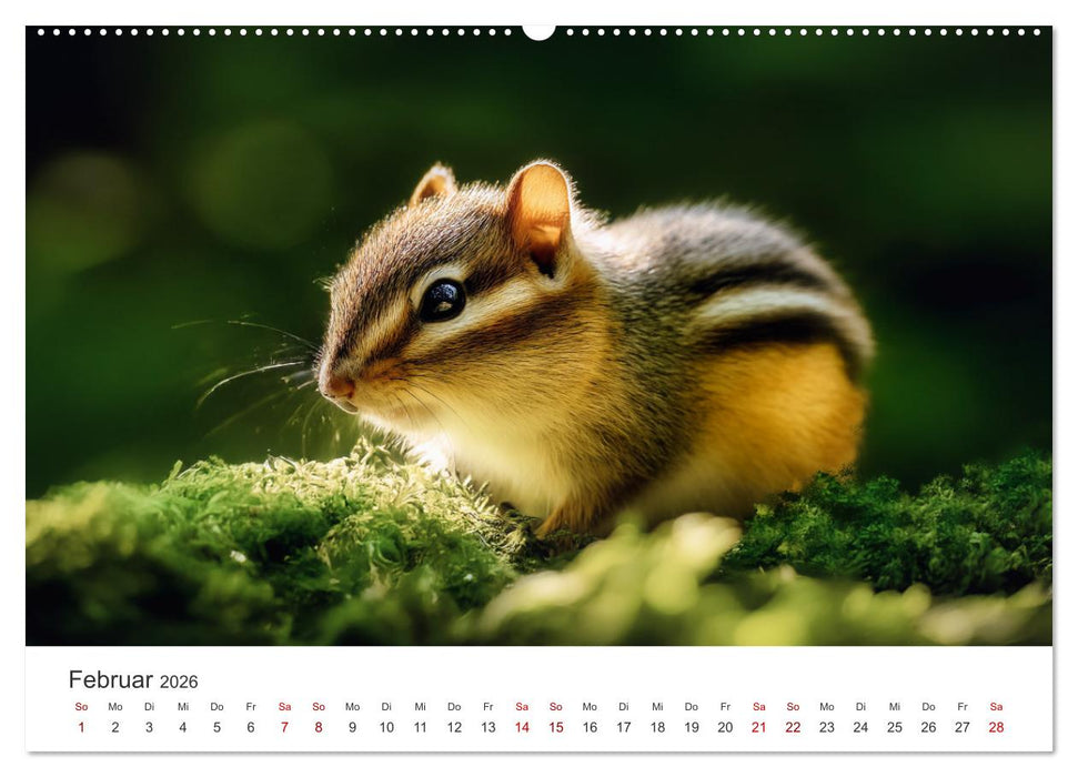 Backen voll - Ein Jahr mit Streifenhörnchen (CALVENDO Premium Wandkalender 2026)