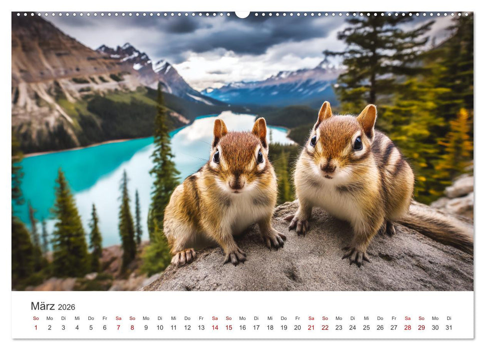 Backen voll - Ein Jahr mit Streifenhörnchen (CALVENDO Premium Wandkalender 2026)