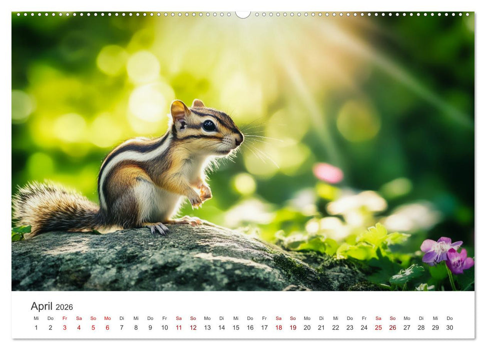 Backen voll - Ein Jahr mit Streifenhörnchen (CALVENDO Premium Wandkalender 2026)