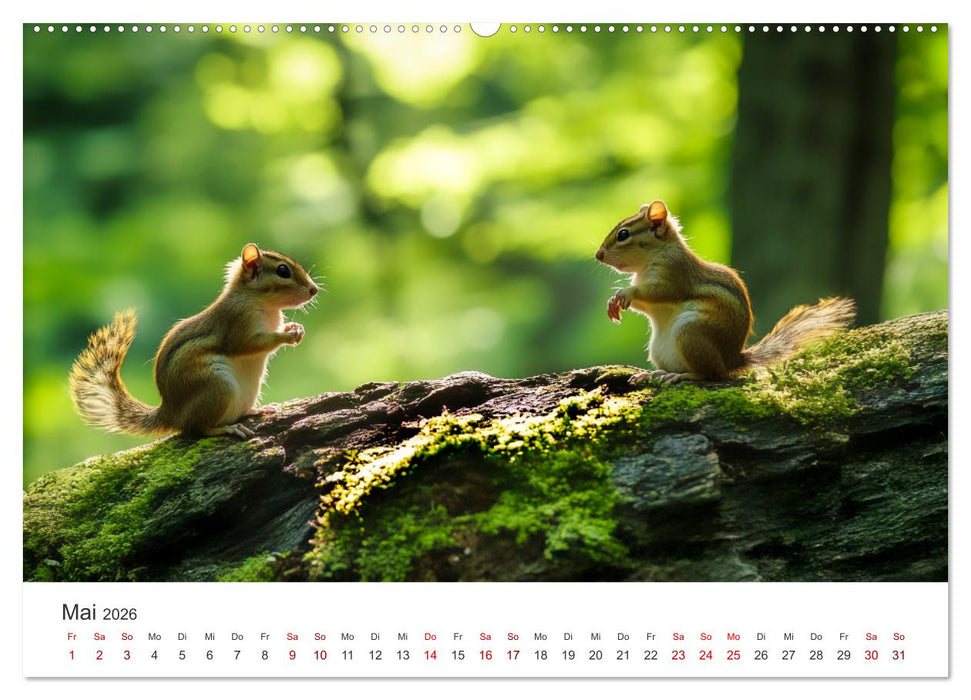 Backen voll - Ein Jahr mit Streifenhörnchen (CALVENDO Premium Wandkalender 2026)