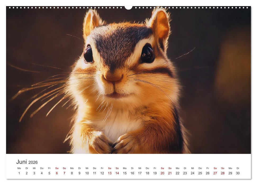 Backen voll - Ein Jahr mit Streifenhörnchen (CALVENDO Premium Wandkalender 2026)