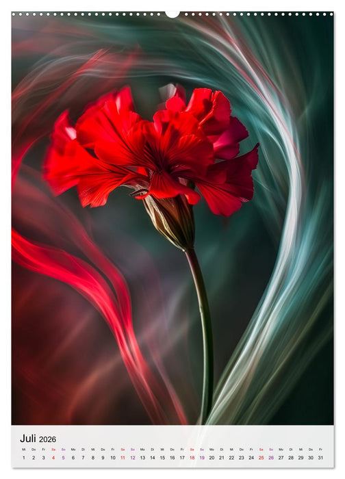 Farbexplosion in Blütenform (CALVENDO Premium Wandkalender 2026)