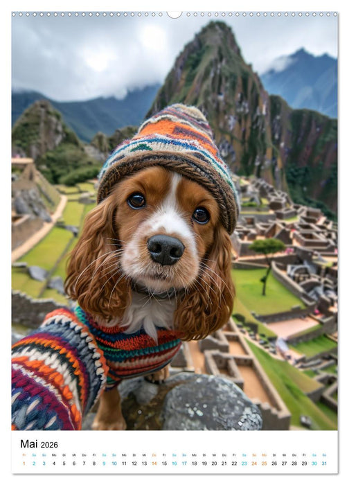 Cavalier King Charles Spaniel - Lustige Weltenreise im Selfie-Modus (CALVENDO Wandkalender 2026)