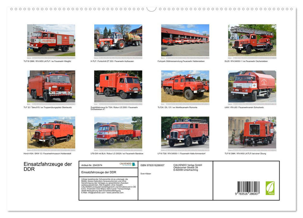 Einsatzfahrzeuge der DDR (CALVENDO Premium Wandkalender 2026)