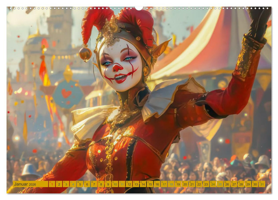 Mittelalterliche Zirkusmagie - Illustrationen (CALVENDO Wandkalender 2026)