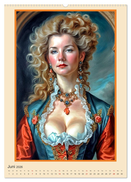 Porträtgalerie, Frauen in Barockkostümen (CALVENDO Premium Wandkalender 2026)