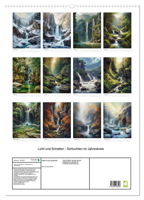 Licht und Schatten - Schluchten im Jahreskreis (CALVENDO Wandkalender 2026)