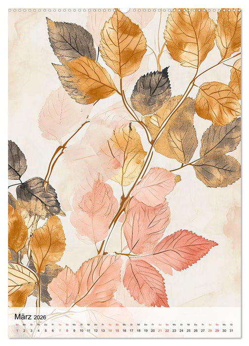 Blätterwelten - Blattmotive in modernen Pasteltönen (CALVENDO Wandkalender 2026)
