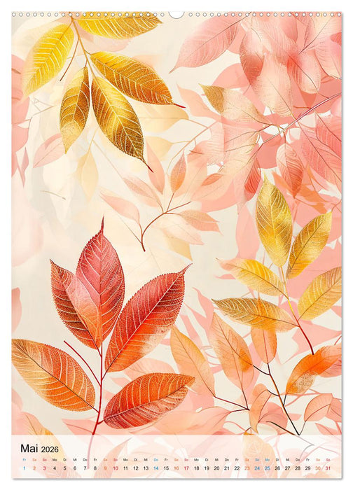 Blätterwelten - Blattmotive in modernen Pasteltönen (CALVENDO Wandkalender 2026)