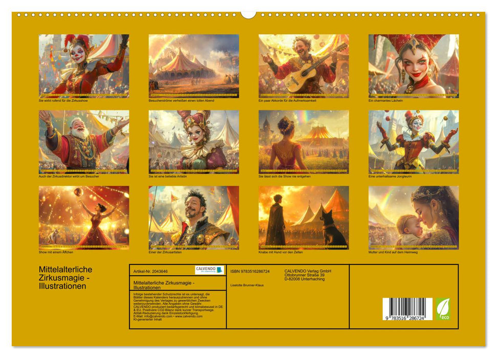 Mittelalterliche Zirkusmagie - Illustrationen (CALVENDO Premium Wandkalender 2026)