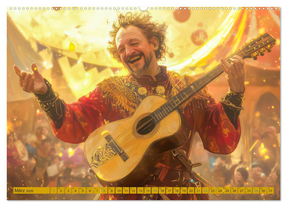 Mittelalterliche Zirkusmagie - Illustrationen (CALVENDO Premium Wandkalender 2026)
