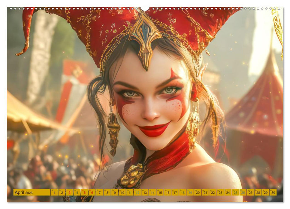 Mittelalterliche Zirkusmagie - Illustrationen (CALVENDO Premium Wandkalender 2026)