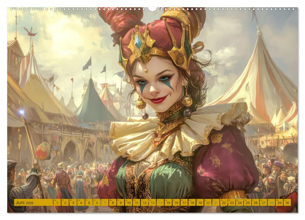 Mittelalterliche Zirkusmagie - Illustrationen (CALVENDO Premium Wandkalender 2026)