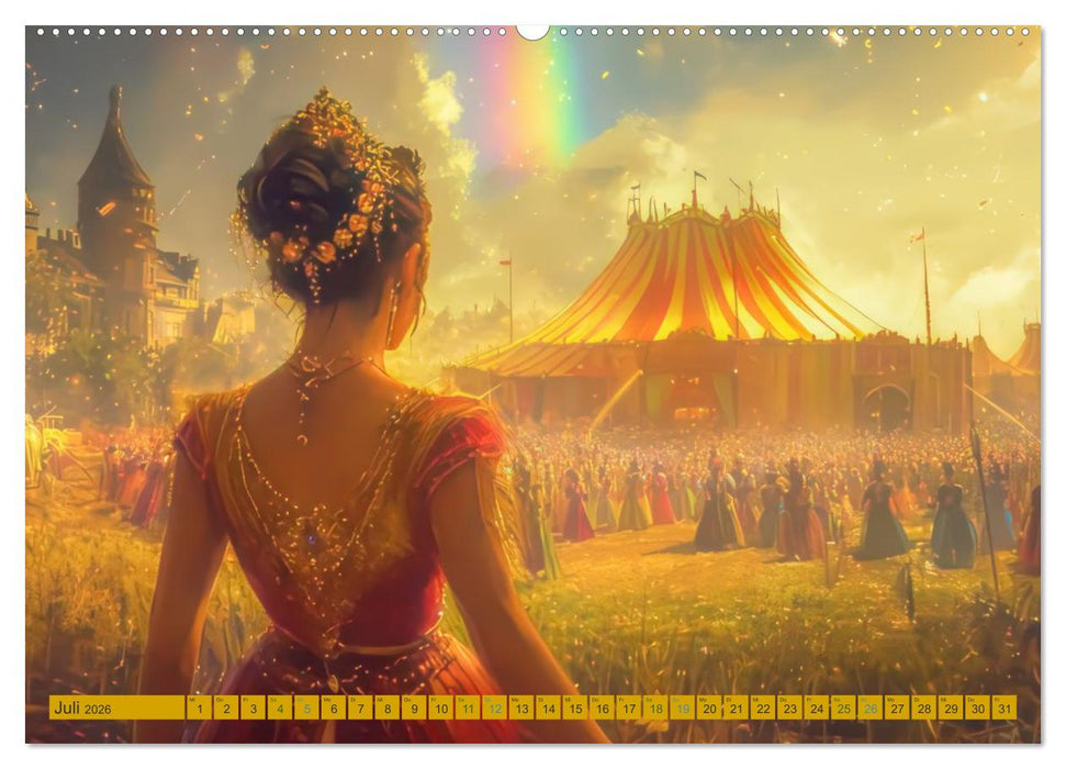 Mittelalterliche Zirkusmagie - Illustrationen (CALVENDO Premium Wandkalender 2026)