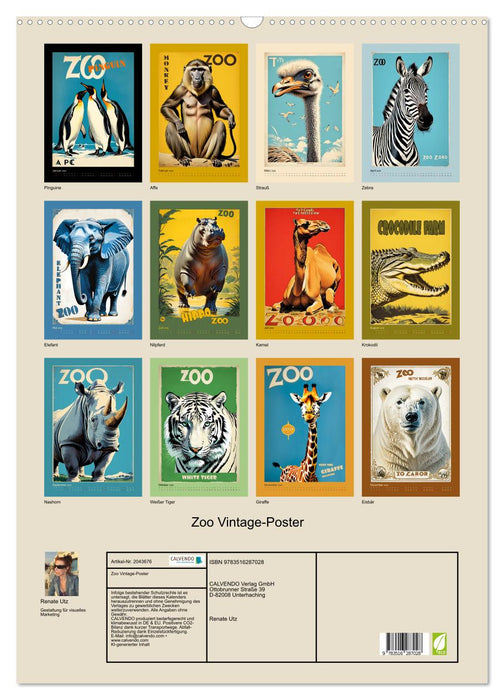 Zoo Vintage-Poster (CALVENDO Wandkalender 2026)