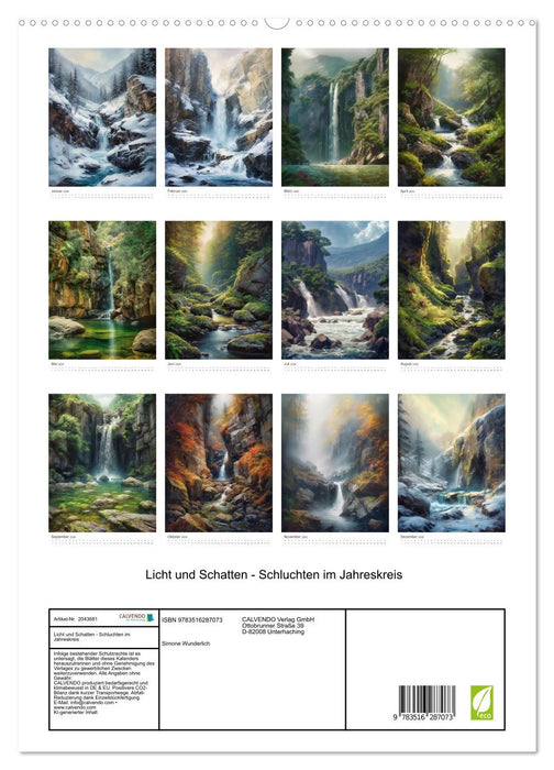 Licht und Schatten - Schluchten im Jahreskreis (CALVENDO Premium Wandkalender 2026)