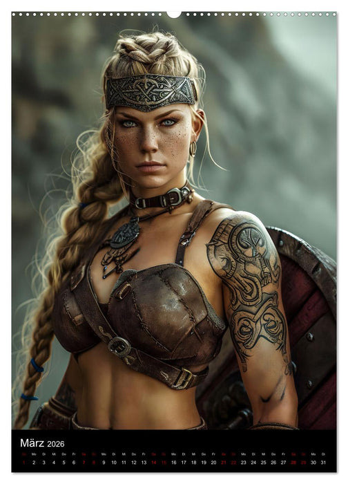 Wikinger - Stolze Walküren in Kampfbereitschaft (CALVENDO Premium Wandkalender 2026)