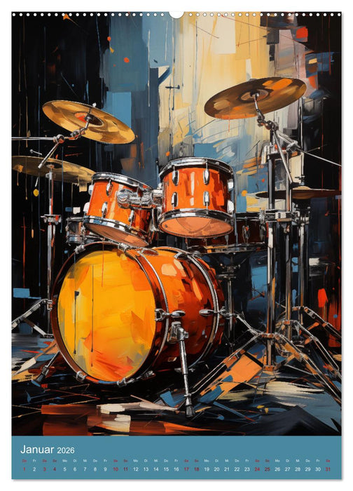 Schlagzeug-Symphonien: Ein Jahr abstrakter Klanglandschaften (CALVENDO Premium Wandkalender 2026)