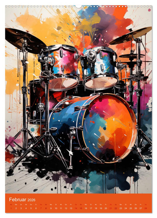 Schlagzeug-Symphonien: Ein Jahr abstrakter Klanglandschaften (CALVENDO Premium Wandkalender 2026)