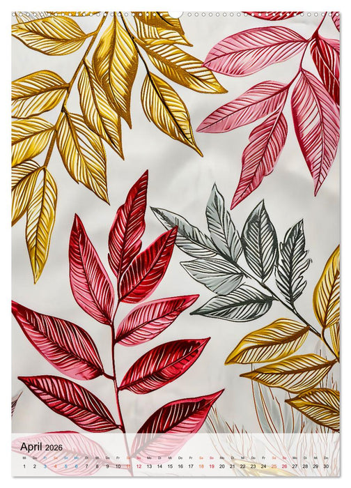 Blätterwelten - Blattmotive in modernen Pasteltönen (CALVENDO Premium Wandkalender 2026)