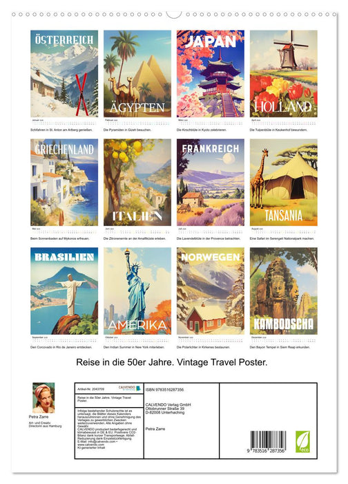 Reise in die 50er Jahre. Vintage Travel Poster. (CALVENDO Premium Wandkalender 2026)