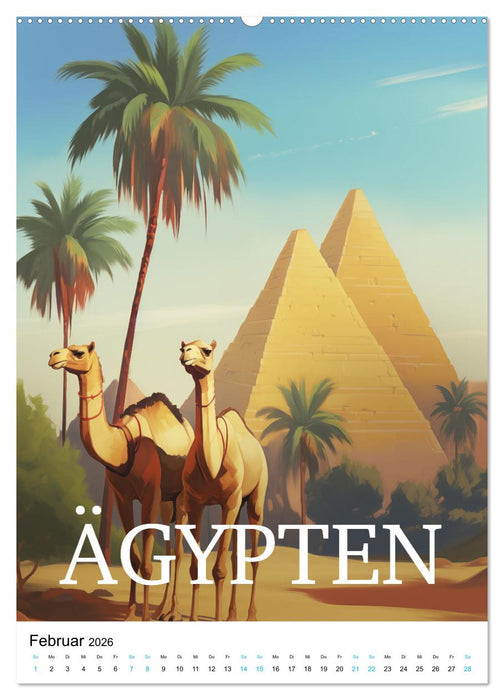 Reise in die 50er Jahre. Vintage Travel Poster. (CALVENDO Premium Wandkalender 2026)