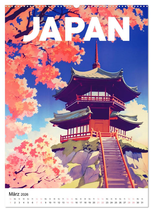 Reise in die 50er Jahre. Vintage Travel Poster. (CALVENDO Premium Wandkalender 2026)