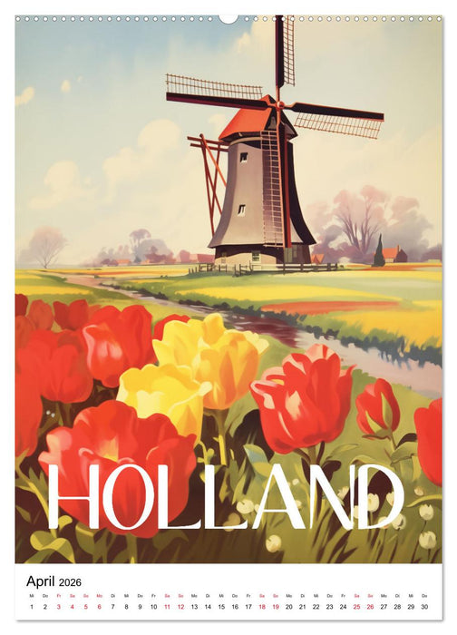 Reise in die 50er Jahre. Vintage Travel Poster. (CALVENDO Premium Wandkalender 2026)