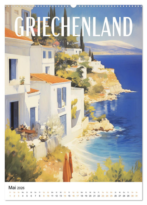 Reise in die 50er Jahre. Vintage Travel Poster. (CALVENDO Premium Wandkalender 2026)