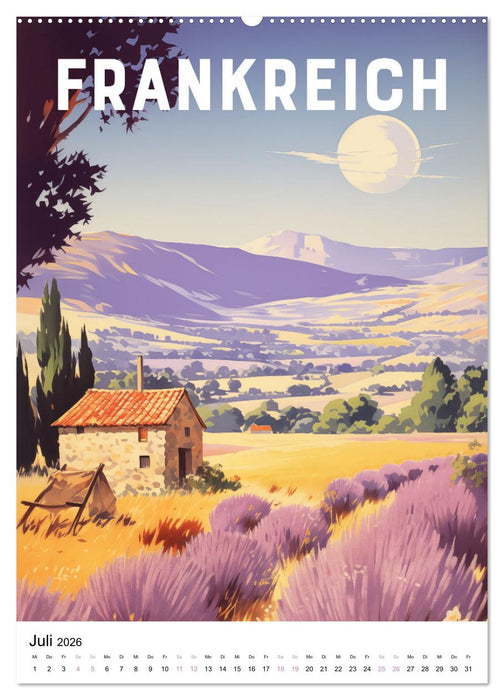 Reise in die 50er Jahre. Vintage Travel Poster. (CALVENDO Premium Wandkalender 2026)