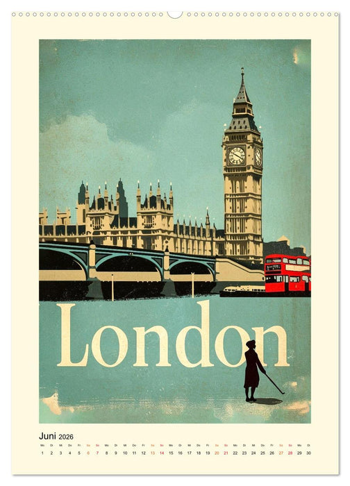 Metropolen Retro-Kalender (CALVENDO Wandkalender 2026)