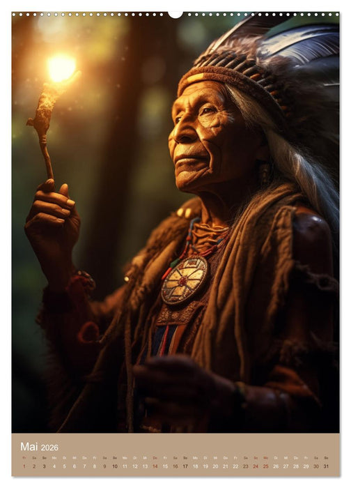 Schamanische Seelen: Mystische Indianerportraits (CALVENDO Wandkalender 2026)