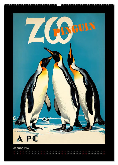 Zoo Vintage-Poster (CALVENDO Premium Wandkalender 2026)