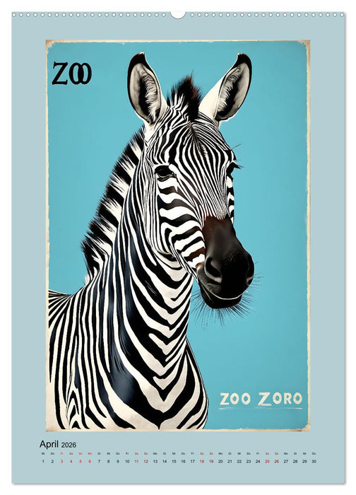Zoo Vintage-Poster (CALVENDO Premium Wandkalender 2026)