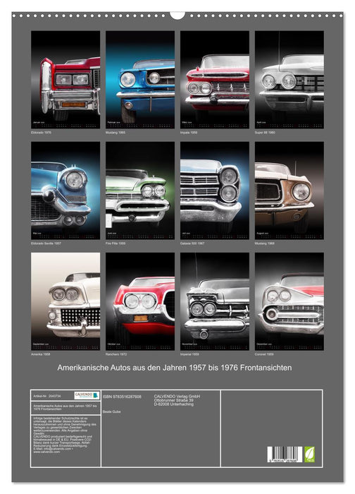 Amerikanische Autos aus den Jahren 1957 bis 1976 Frontansichten (CALVENDO Wandkalender 2026)