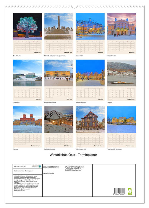Winterliches Oslo - Terminplaner (CALVENDO Wandkalender 2026)