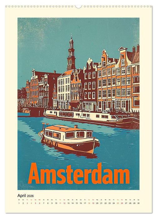 Metropolen Retro-Kalender (CALVENDO Premium Wandkalender 2026)